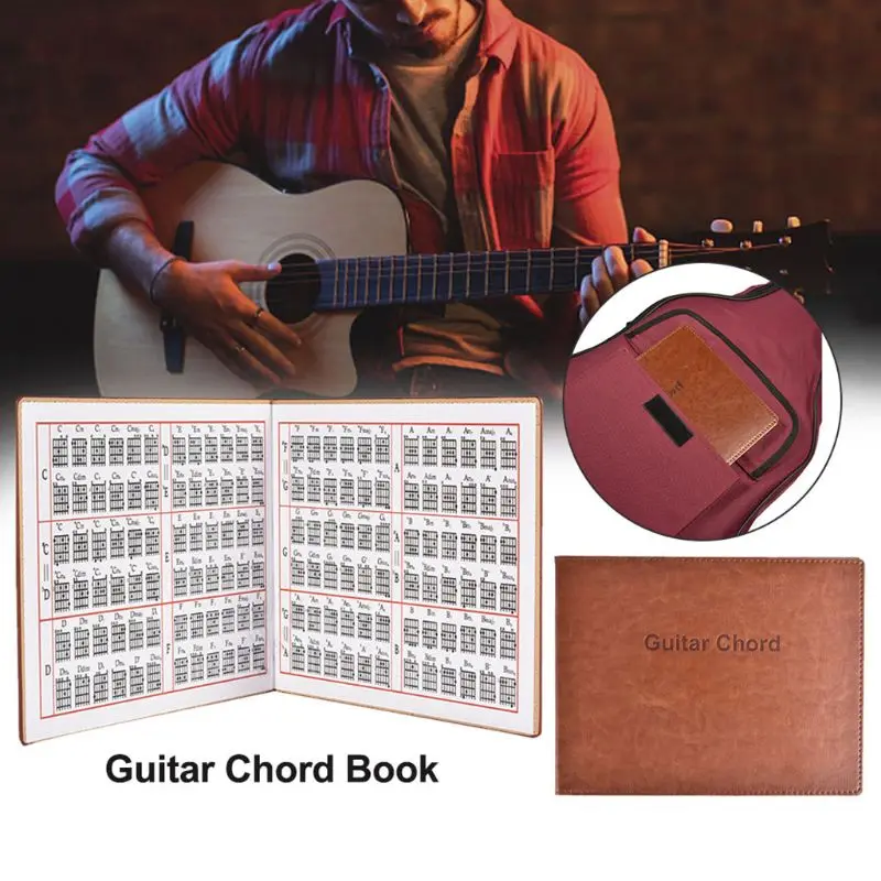 Quality Leather 6 String Paperback Chords Tablature Guitar Practice Training Tool Chord Book Guitar Chord Book Chart 24BD