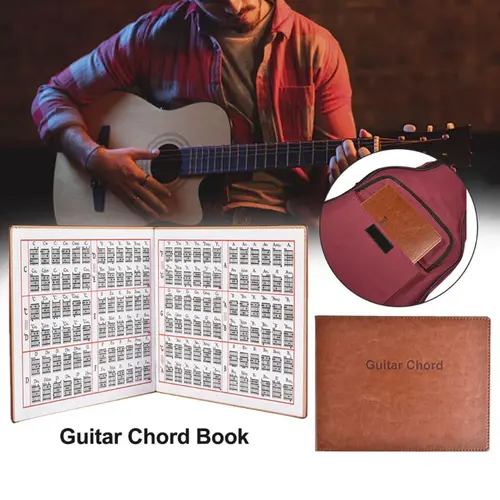 Imagen 1 del producto Tablatura acordes cuero calidad, herramienta entrenamiento para práctica guitarra, libro acordes, tabla