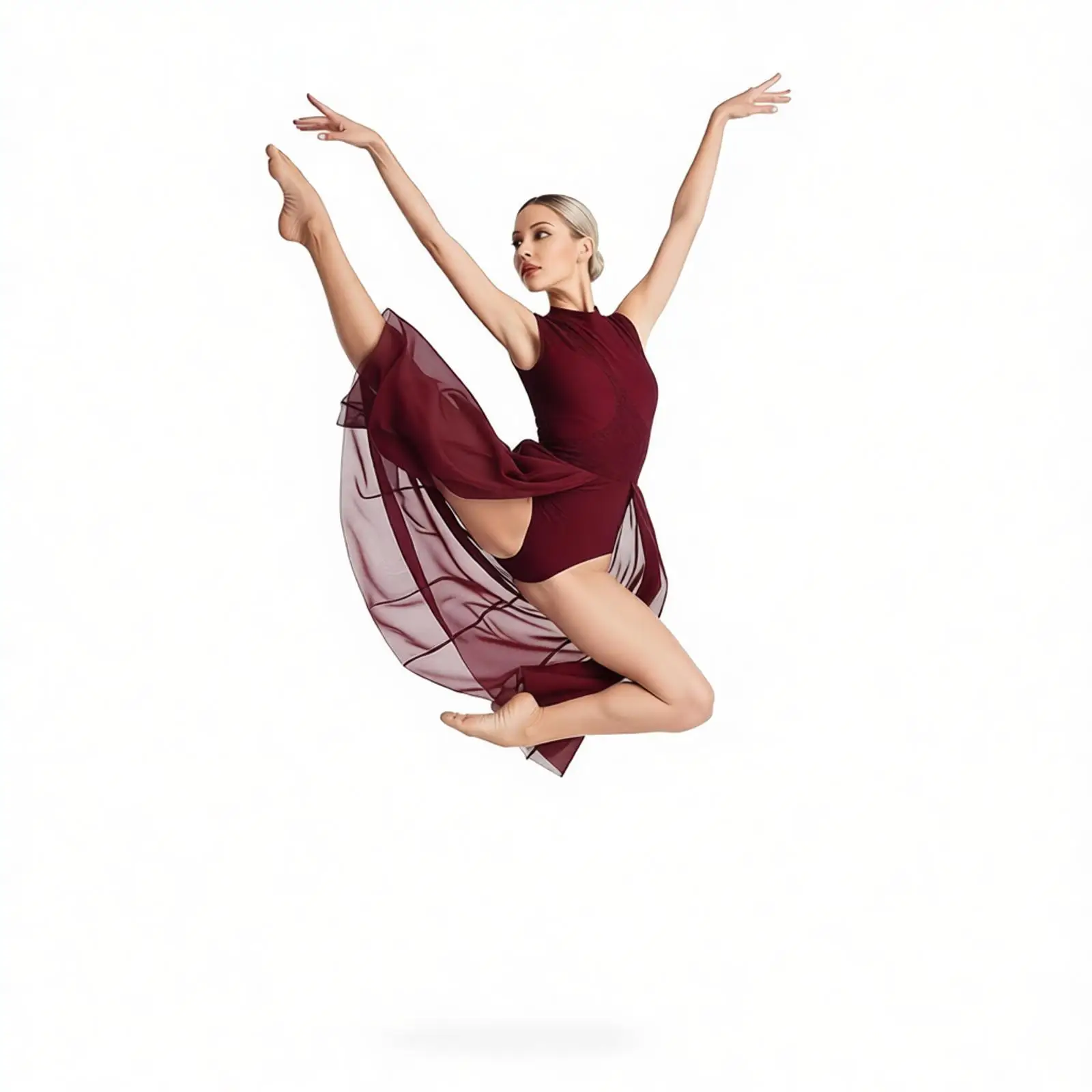 女性体操フィギュアスケートバレエ叙情的なダンス衣装ドレススプリットシアーメッシュラインストーンドレスステージパフォーマンスドレス