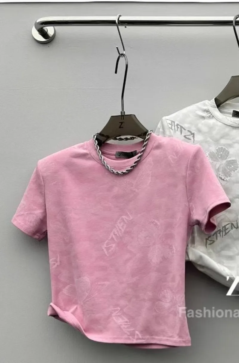 T-shirt à manches courtes pour femmes, version coréenne, imprimé papillon chinois, à la mode, été 2024