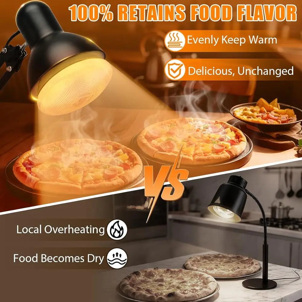 Lampada Riscaldante Portatile - [Design Pieghevole] [Riscaldamento Rapido in 3 Secondi] Luce Riscaldante, Lampada Commerciale o per Catering, Luce Riscaldante per Ristorazione