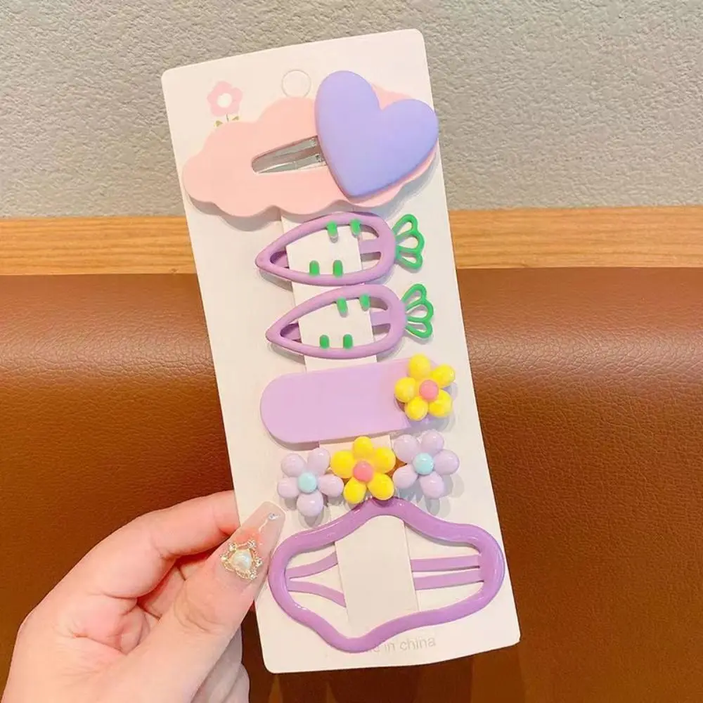 

6 шт./компл. модные красочные заколки для волос с цветком моркови, милые головные уборы, подарочная заколка для челки для детей