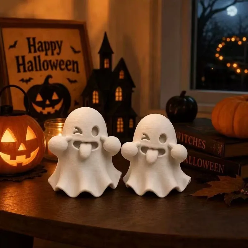 Head shaking, tongue sticking out, funny ghost figurine, mini desktop doll, night light, creative home desk decoration gift
