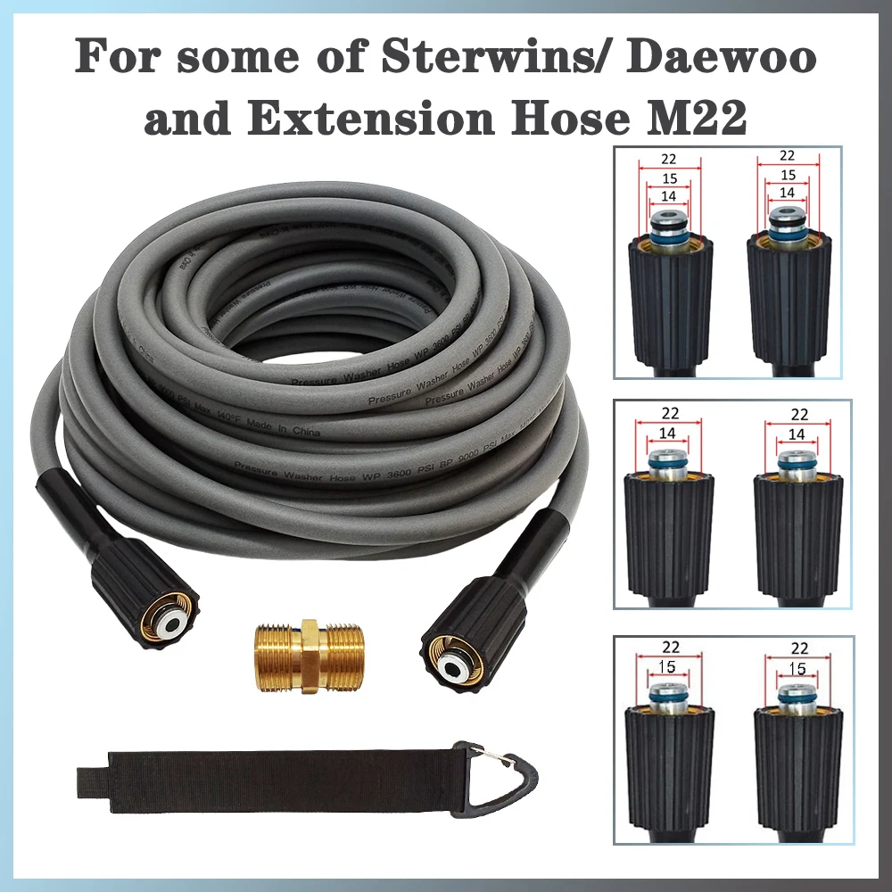 

0.5-30M High Pressure Washer Hose Pipe Water Cleaning Extension Hose Brass Connector For Sterwins/ Daewoo and Extension Hose M22