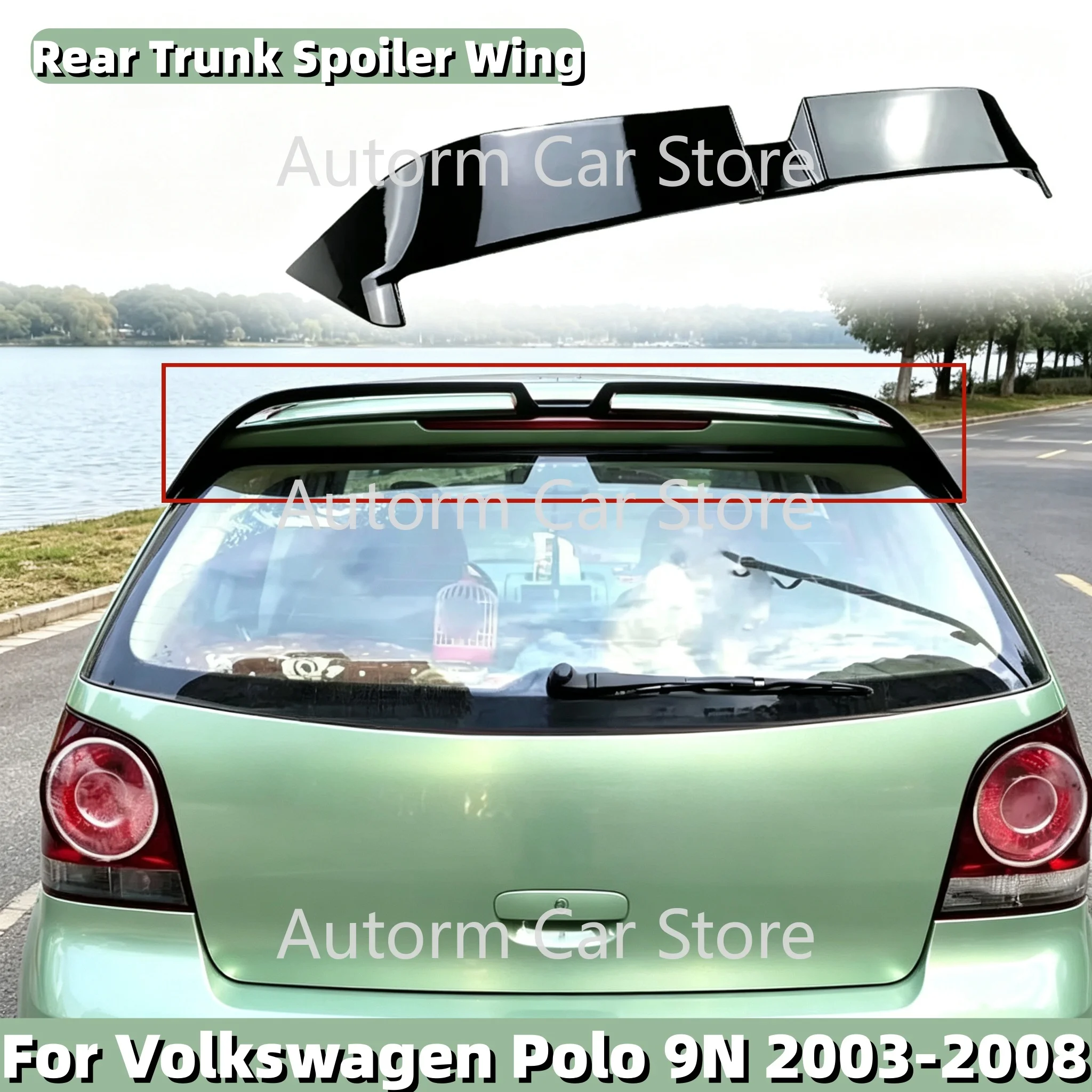 Car Rear Trunk Spoiler Wing For Volkswagen VW Polo 9N 2003 2004 2005 2006 2007 2008 Tail Trunk Lip Body Kits Tuning Glossy Black