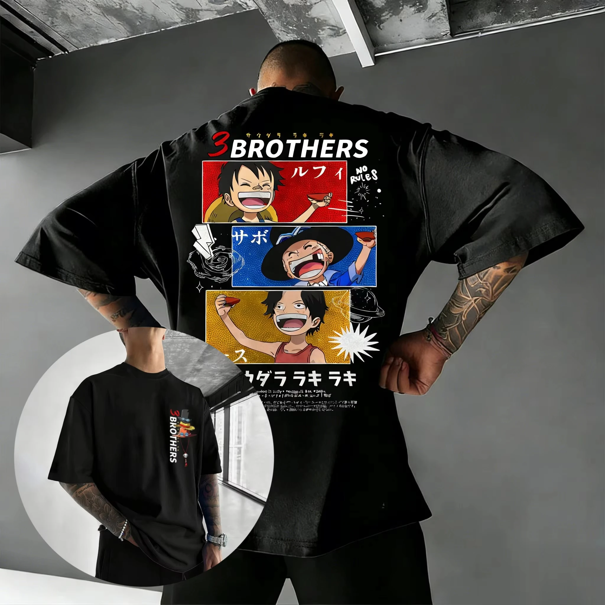 

Футболка аниме One Piece 3 Brothers 2026: Луффи, Эйс, Сабо. Мужская и женская футболка с мультяшным принтом. Повседневный топ, летняя уличная одежда, манга.