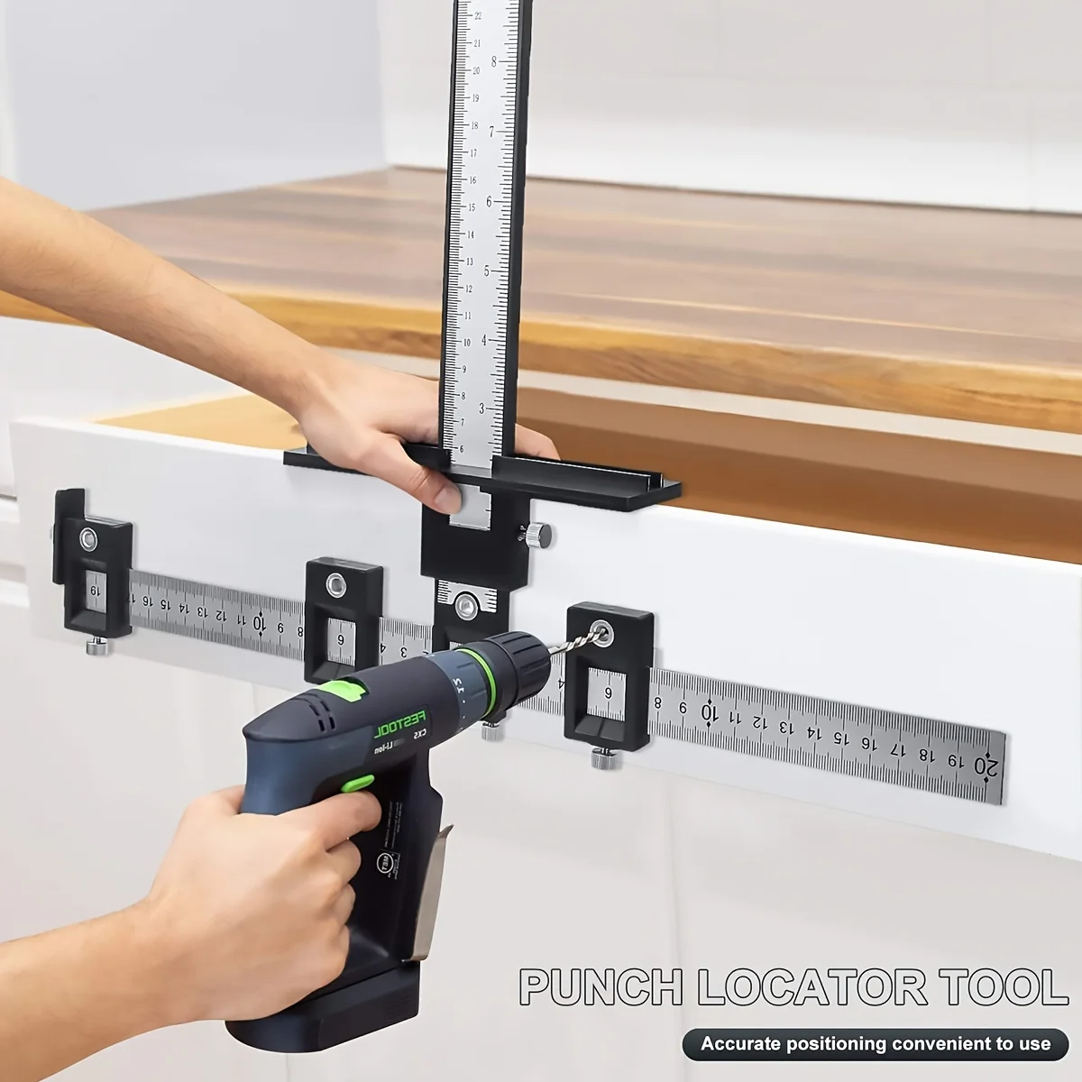 Cabinet Hardware Jig Tool - Wood Drilling Dowelling Guide for Installation of Handles Knobs on Doors and Drawer,Black