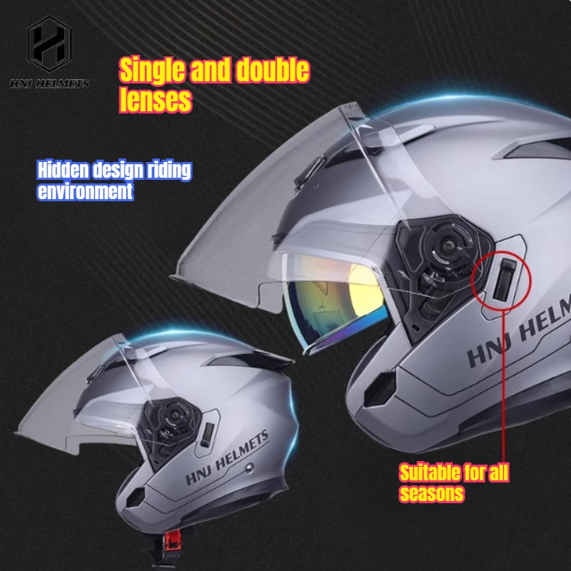 Hot Men and Women Moto Summer Helmet Racing Cross Casco Original Cement Grey Helmet Double Lens Half Helmet，Casco for Dukadi