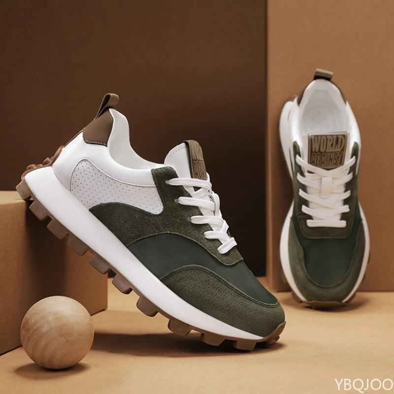 أحذية الجري الرياضية غير الرسمية الجديدة للخريف والشتاء للرجال بنعال سميكة ومضادة للانزلاق ومقاومة للاهتراء وعصرية ومتعددة الاستخدامات