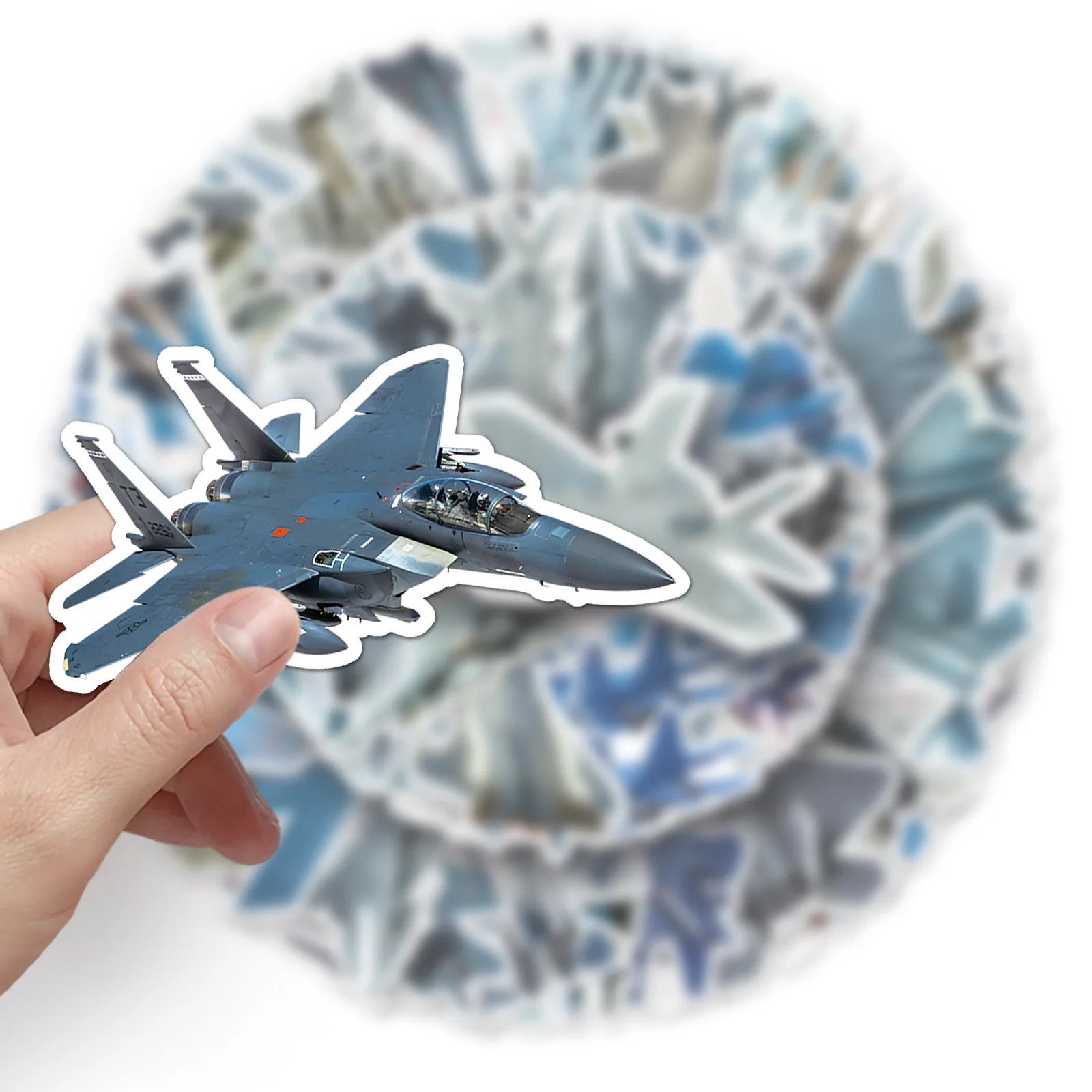 50 Stück Coole Militär-Kampfjet-Aufkleber Wasserfeste Vinyl-Sticker für Laptop, Wasserflasche, Gepäck, Skateboard, Handyhülle, DIY-Dekoration