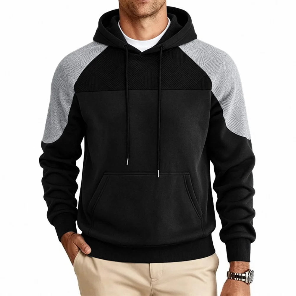 Men's Fashion Hoodie with Color Block Pattern Regular for Fit Long Sleeve Sweatshirt for Beach Cycling Yoga and Casual Use