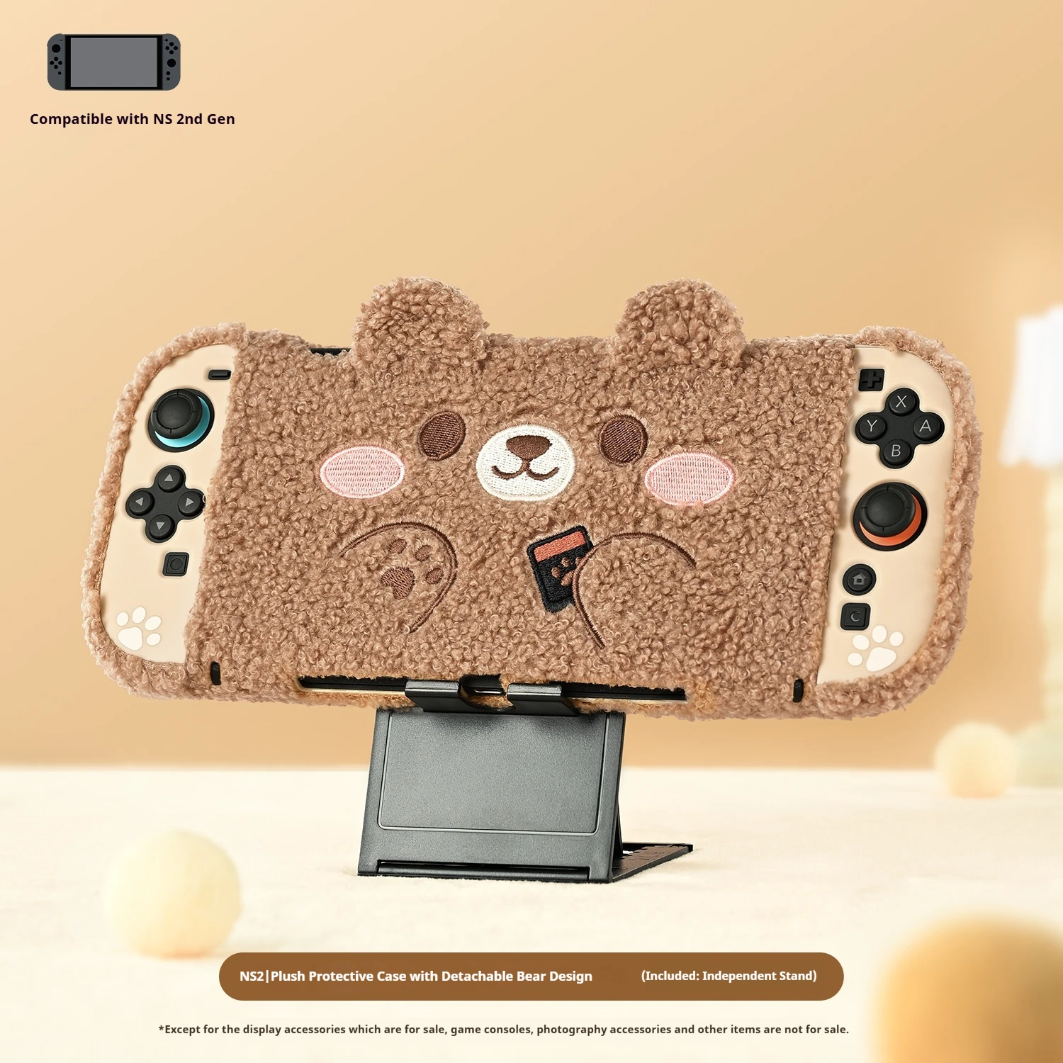GEEKSHARE Switch 2 Plush-Style Protective Case Kit - Adorable Teddy Bear Series Detachable Dustproof & Shockproof Shell for NS2