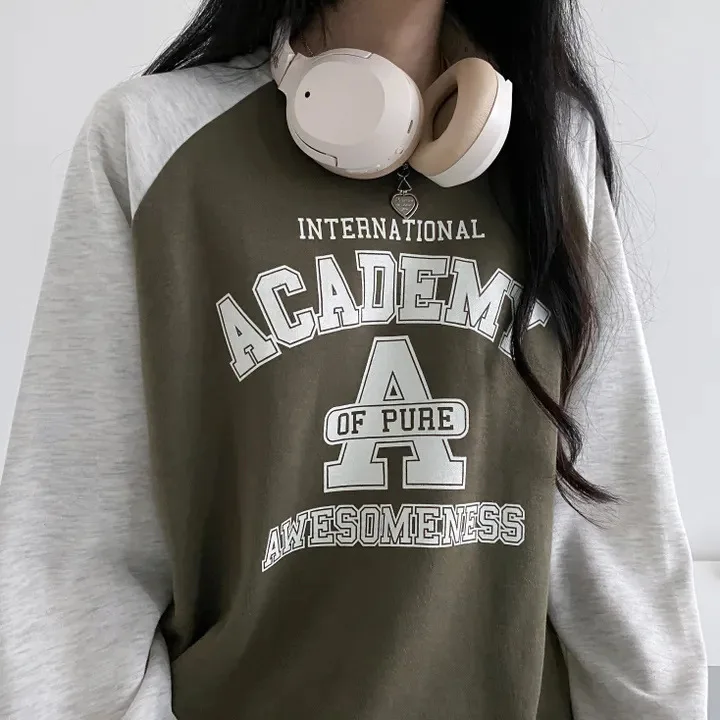 Koszulki damskie bluzki Oversized Patchwork Harajuku koreańska moda graficzna Streetwear Kawaii Tee estetyczne długie rękawy Y2k ubrania