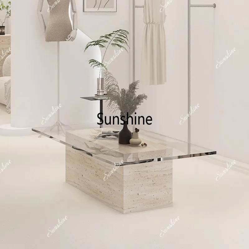 Clothing store Nakajima table Travertine display cabinet Glass water table