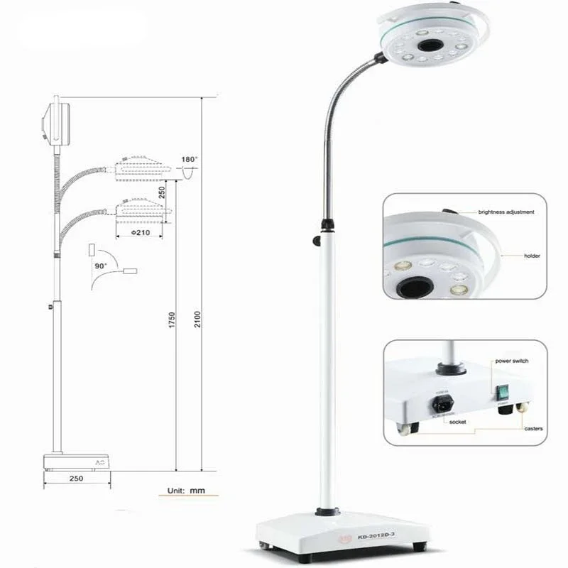 TDOUBUY Oral Lighting Portable Mobile LED Surgical Medical Exam Light Shadowless Lamp Pet Hospital KD-2012L-1 Free Shipping