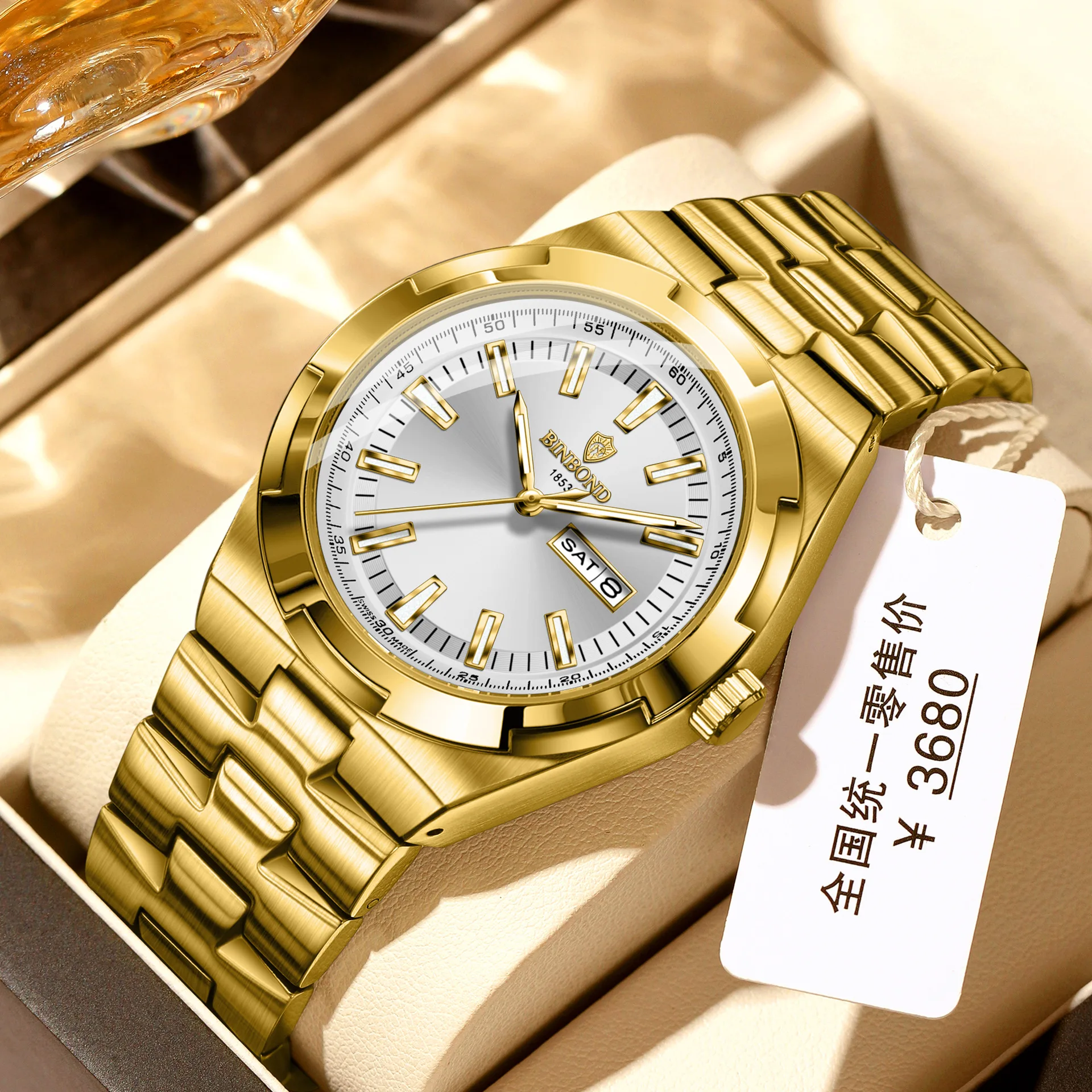 Men's Watch Simple business Light Luxury Brand Luminous Calendar Waterproof Steel Belt Student Male Fashion Quartz Clock Watches
