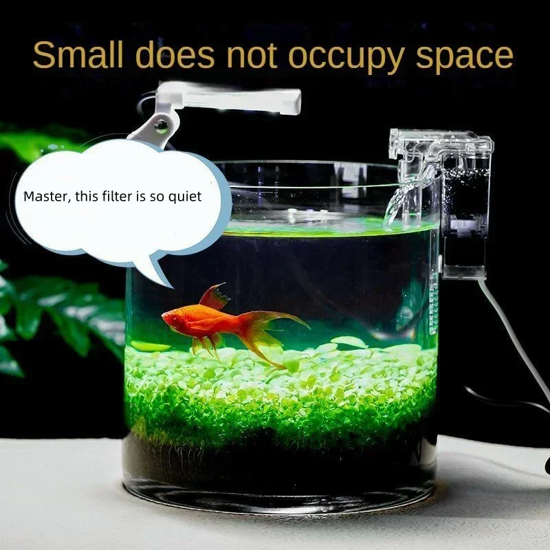 Aquarium Hang on Filter Mini Filter Fish Tank USB Power Interface 2.5W Flow Suitable for Fish Tanks Below 30cm Quiet Operation