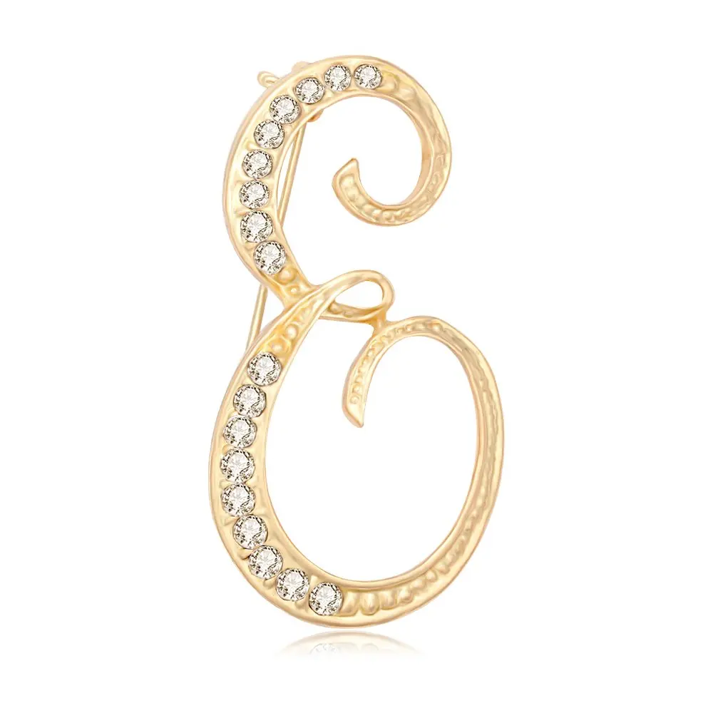 

26 Letter English Alphabet Real Gold Plated Brooch an Pin for Women's Jewelry (E)