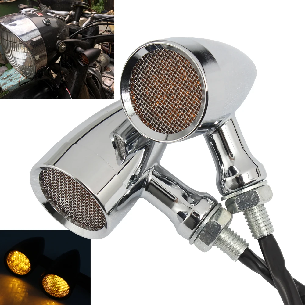 Motorcycle Accessories  Chrome Retro Turn Signal Light 15 LED Brake Turn Signal Amber Light Universal For Most Brand Motorcycles