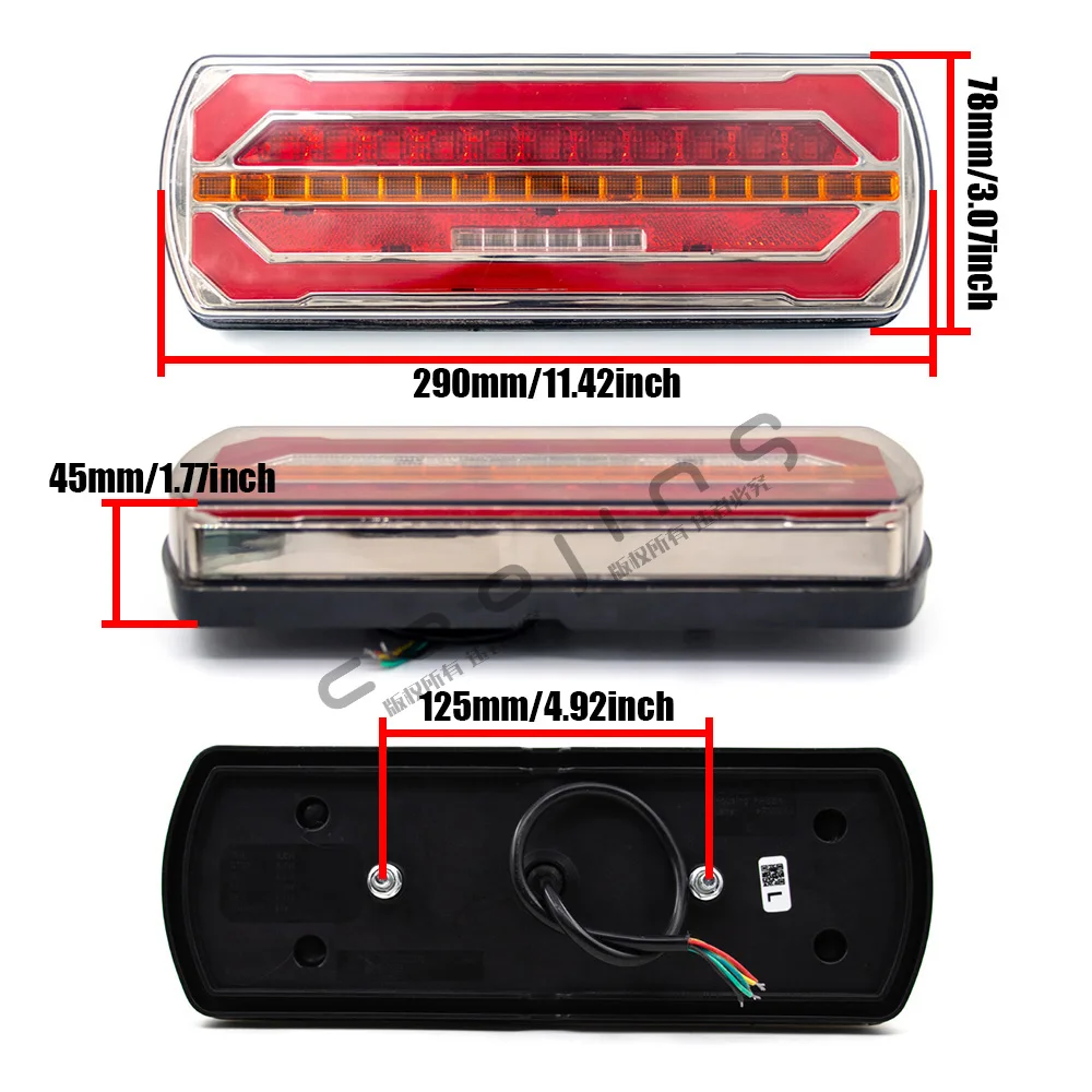 2pcs 12V 24V LED Combination Tail Light Rear Lamp Waterproof Trailer Truck Caravan Reflector LED Reverse Turn Signal Brake light