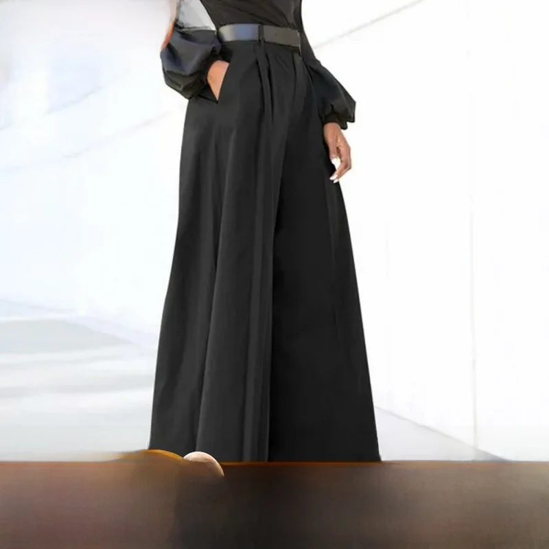 하이웨이스트 와이드 레그 플레어 팬츠 여성용 여름 시즌을 위한 Faionable Bell Bot Street Sle 폴리에스테르 롱 바지