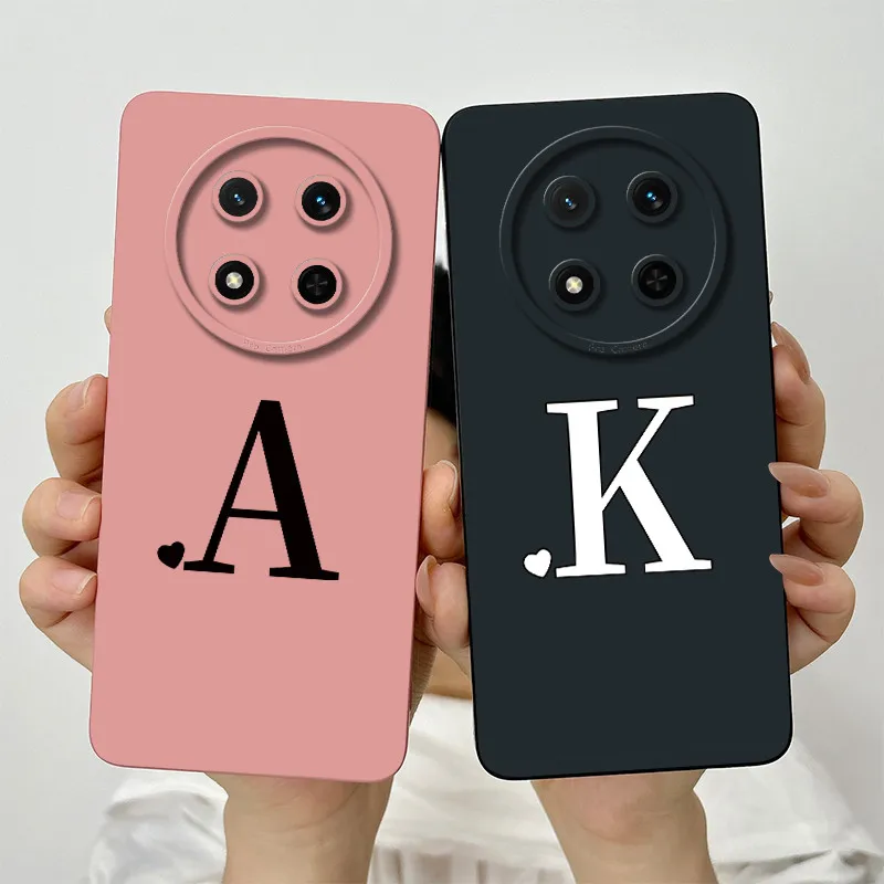 For Honor X9c Case Honor X9C 5G Phone case HonorX9c X 9c Cases Cute Initial Letters Square Silicone Shockprood Back Cover Fundas