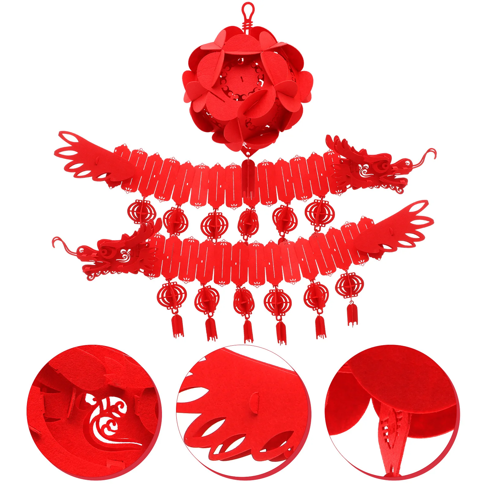 

1 Set Chinese New Year Dragon Pendant Decor Red Fabric Hanging For Door Wall Window Spring Festival Home Party Supplies 2024