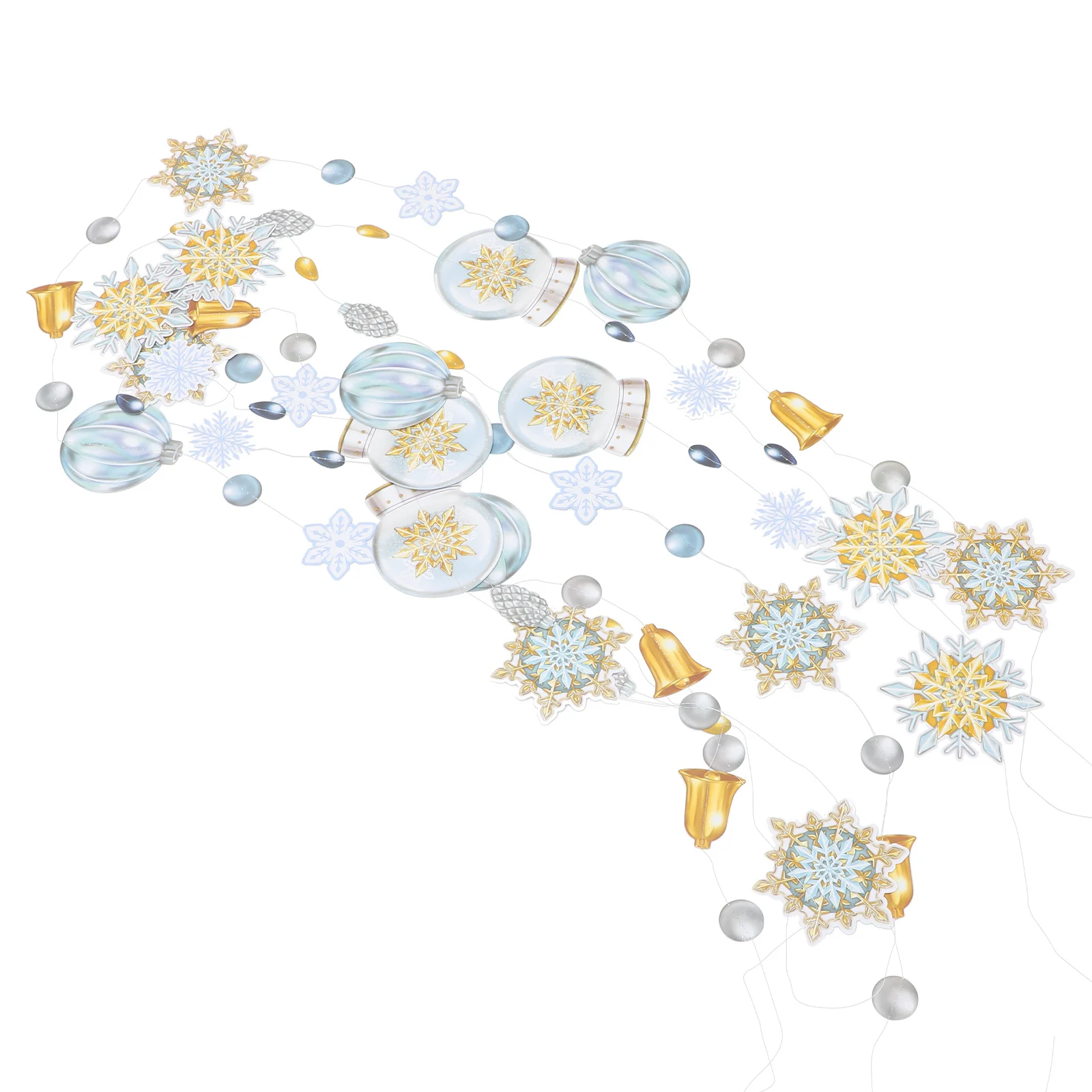 

4pcs Christmas Snowflakes Bell Garland Hanging Decorations Indoor Xmas Party Banner Wall Door Tree Decorative Flags Reusable