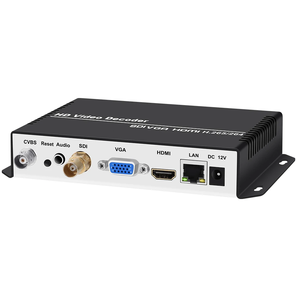 4K HD HEVC H.265 H264 IP SRT RTMP RTMPS to SDI HDMI CVBS VGA Audio Video Decoder for IP Camera