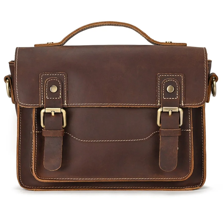 

【Новый стиль】Мужская сумка через плечо из натуральной кожи, рюкзак из кожи Crazy Horse, маленькая сумка из воловьей кожи первого слоя в стиле Shake-up, маленькая сумочка.