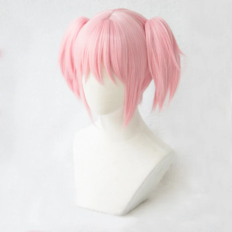 Peluca de Cosplay de Anime Madoka Kaname, pelo sintético corto Rosa resistente al calor, Puella Magi Madoka Magica