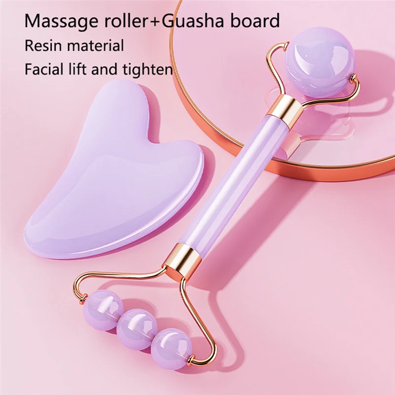 【ELATED】Face Lift Resin Guasha Board Roller Double Head Facial Massage Eyes Tighten Face Spa Massager Beauty Skincare