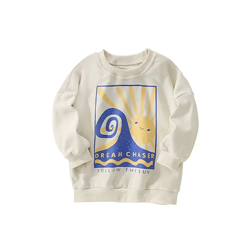 Malwee round neck long sleeve childrens bottoming shirt casual fashion Y2K chic cute cartoon pattern pure cotton slim sweatshirt