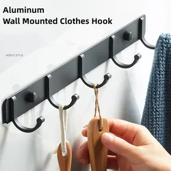 3/4/5/6 Hook Black Aluminum Wall Mounted Clothes Hook Suitable for Towels Bath Towels Jacket Clothes Home Bathroom Accessories