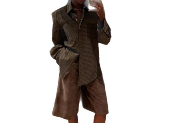 2025 Autumn New Product Comfortable Casual Collar Long Sleeve Checkered Shirt Versatile Top