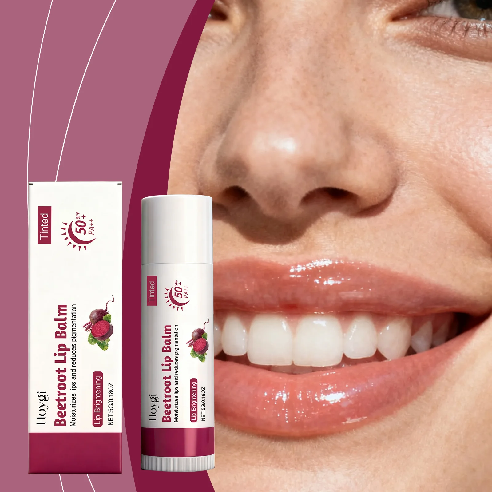 بلسم الشفاه الطبيعي Beetroot للعناية بالشفاه الملونة، ترطيب وعلاج الشفاه الداكنة، حماية من الشمس SPF 50 PA+++، تفتيح الشفاه.