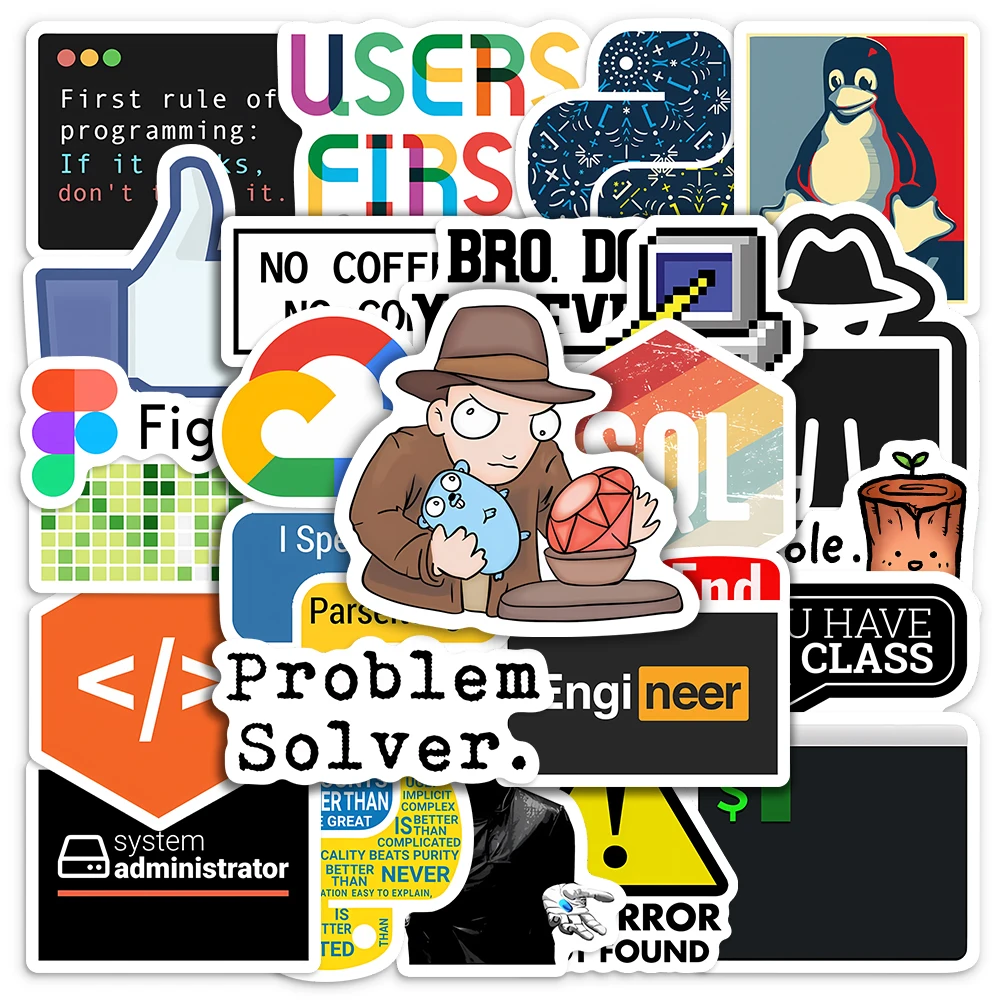 สนุกนักพัฒนาการเขียนโปรแกรมสติกเกอร์การประยุกต์ใช้โลโก้รูปลอกกันน้ําสําหรับแล็ปท็อปสมุดภาพกระเป๋าโทรศัพท์ตกแต่ง