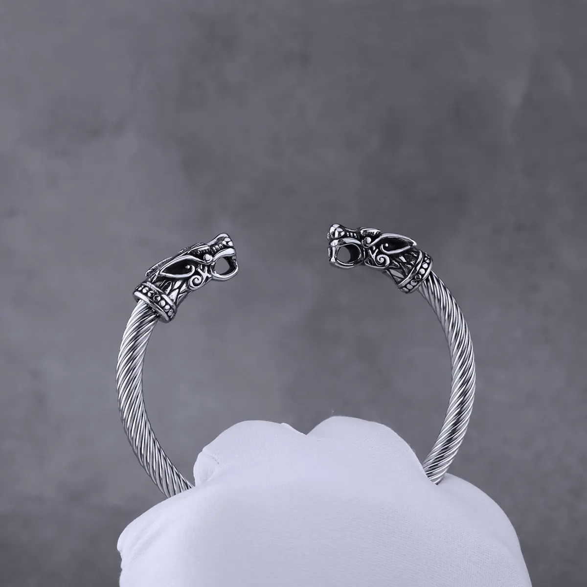 Stainless Steel Norse Dragon Bracelet for Men Vintage Scandinavian Wrist Band Cuff Arm Ring Viking Amulet Jewelry Gift Wholesale view 3
