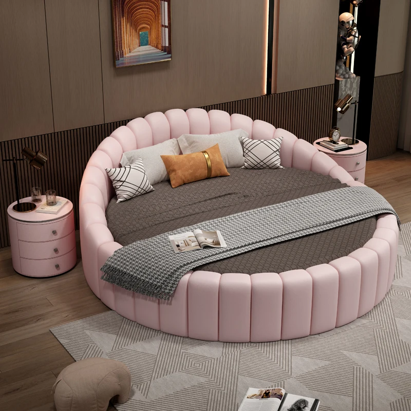 Princess Soft Leather Double Bed Modern Luxury Loft White Adults Double Bed Frame Mattress Lit 2 Personnes Furniture For Bedroom