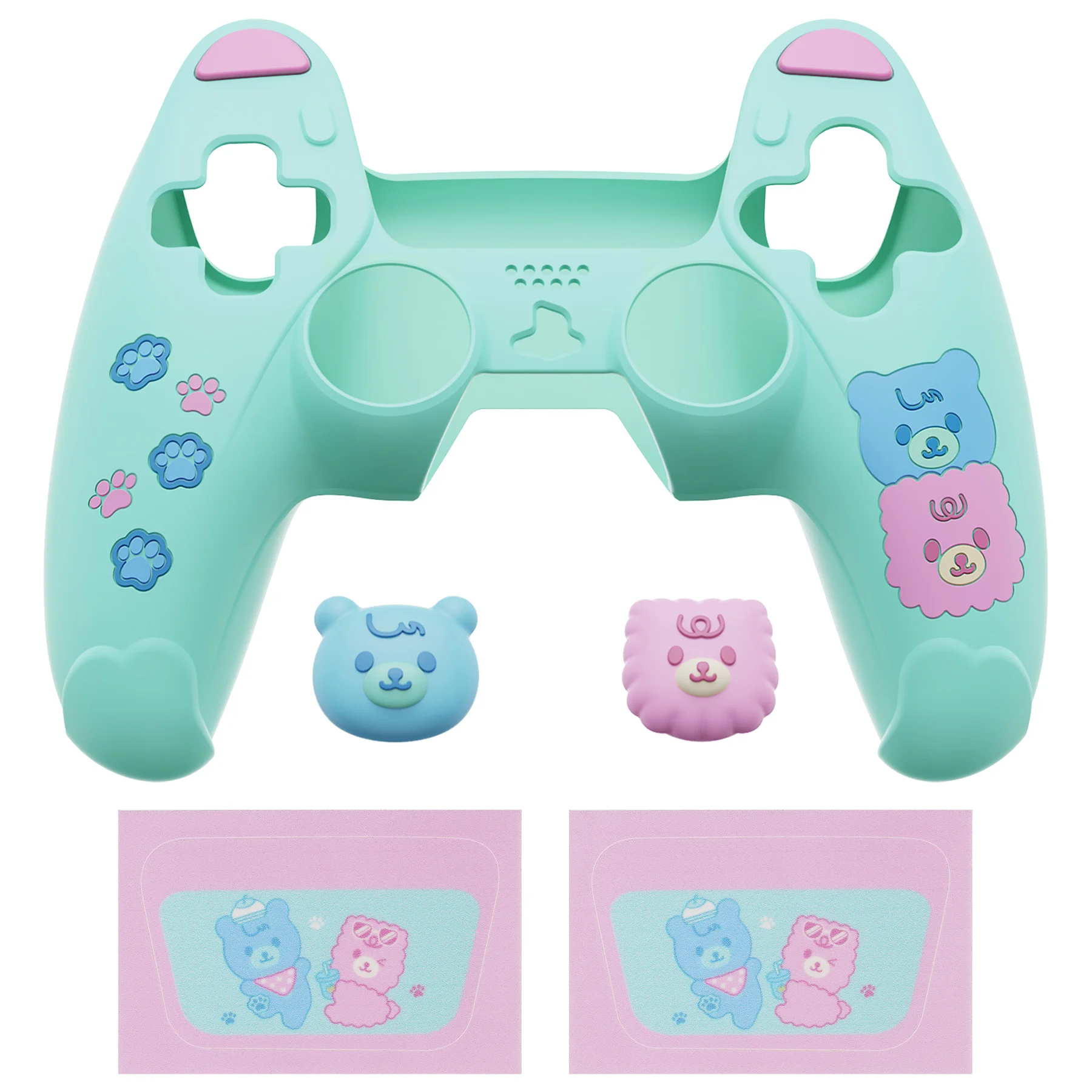 PlayVital siliconen hoesje voor ps5, compatibel met laadstation, schattige gamepad-huidbeschermer met touchpad-sticker en duimgrepen