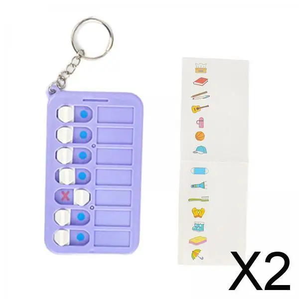 2X Checklist Board Keychain Portable Key Holder Planning Chart Key Chain Metal