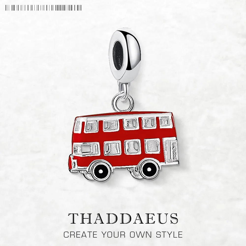 

Red London Bus Charm Pendant 925 Sterling Silver Trendy Gift For Women Men Jewelry
