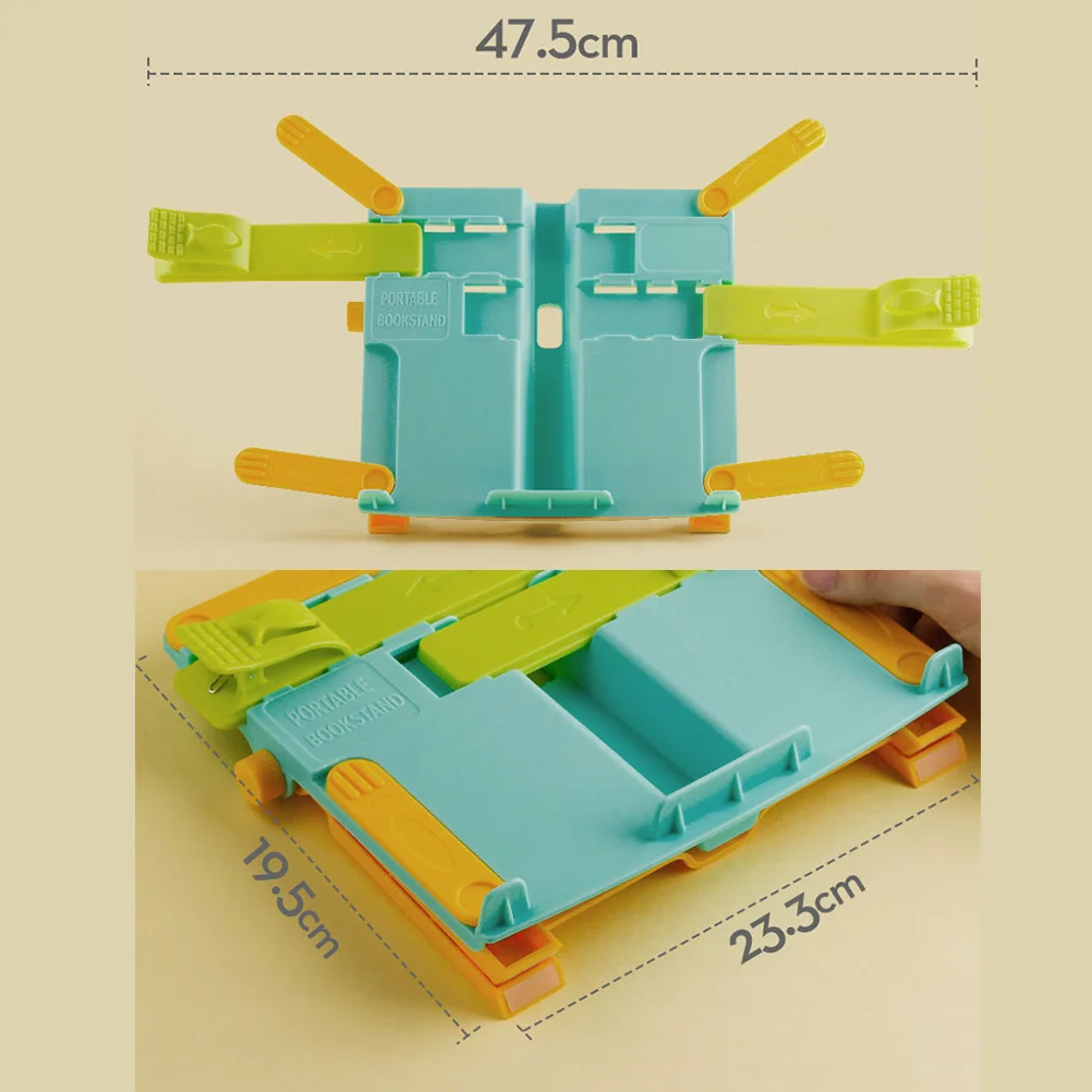 Suporte de livro dobrável suporte de leitura de plástico ajustável para estudantes suporte de mesa portátil escola em casa
