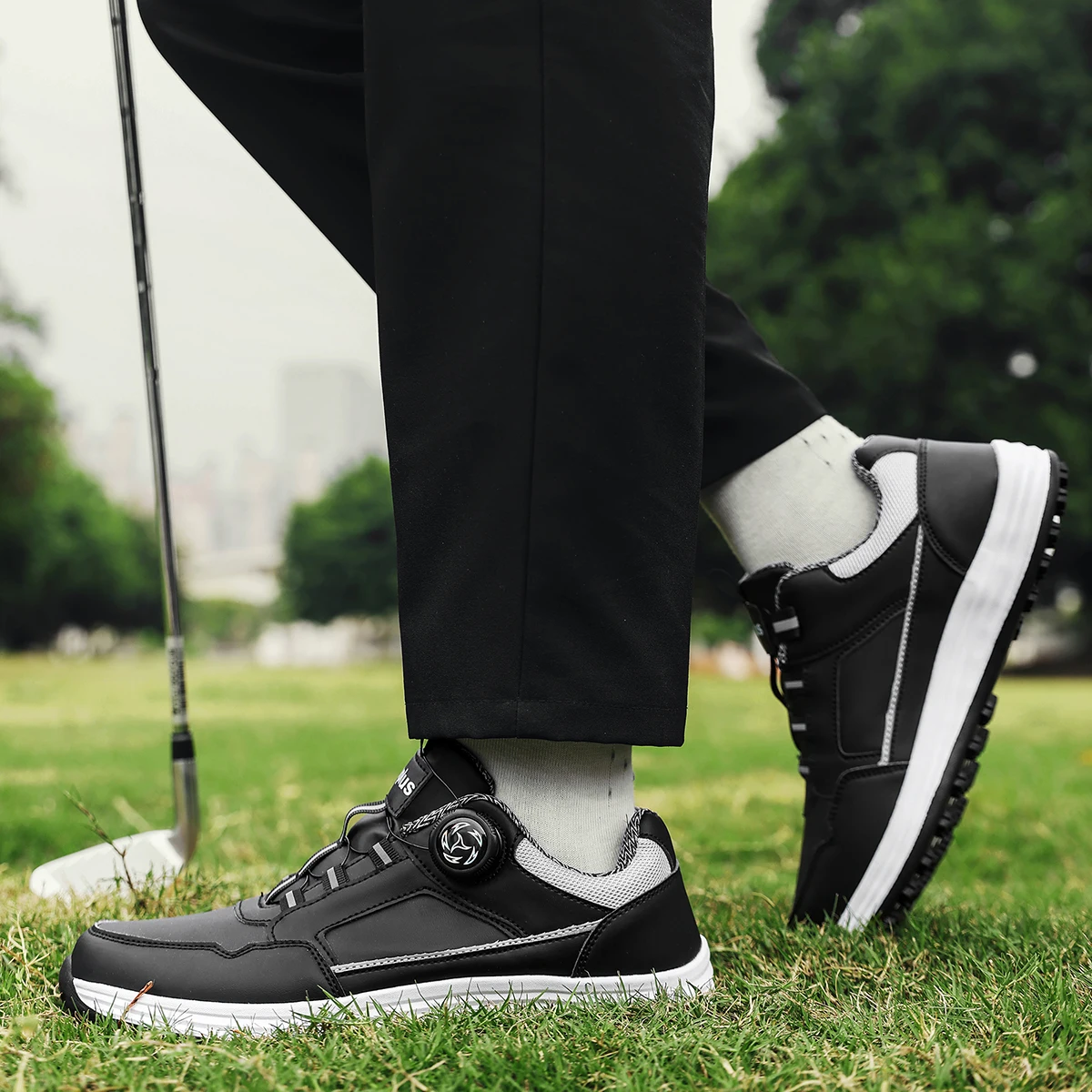 Unisex-Golfschuhe ohne Spikes, wasserdicht, rutschfeste Gummisohle, atmungsaktive, gepolsterte Sneaker für Golfplatz- und Outdoor-Training – Detail 6