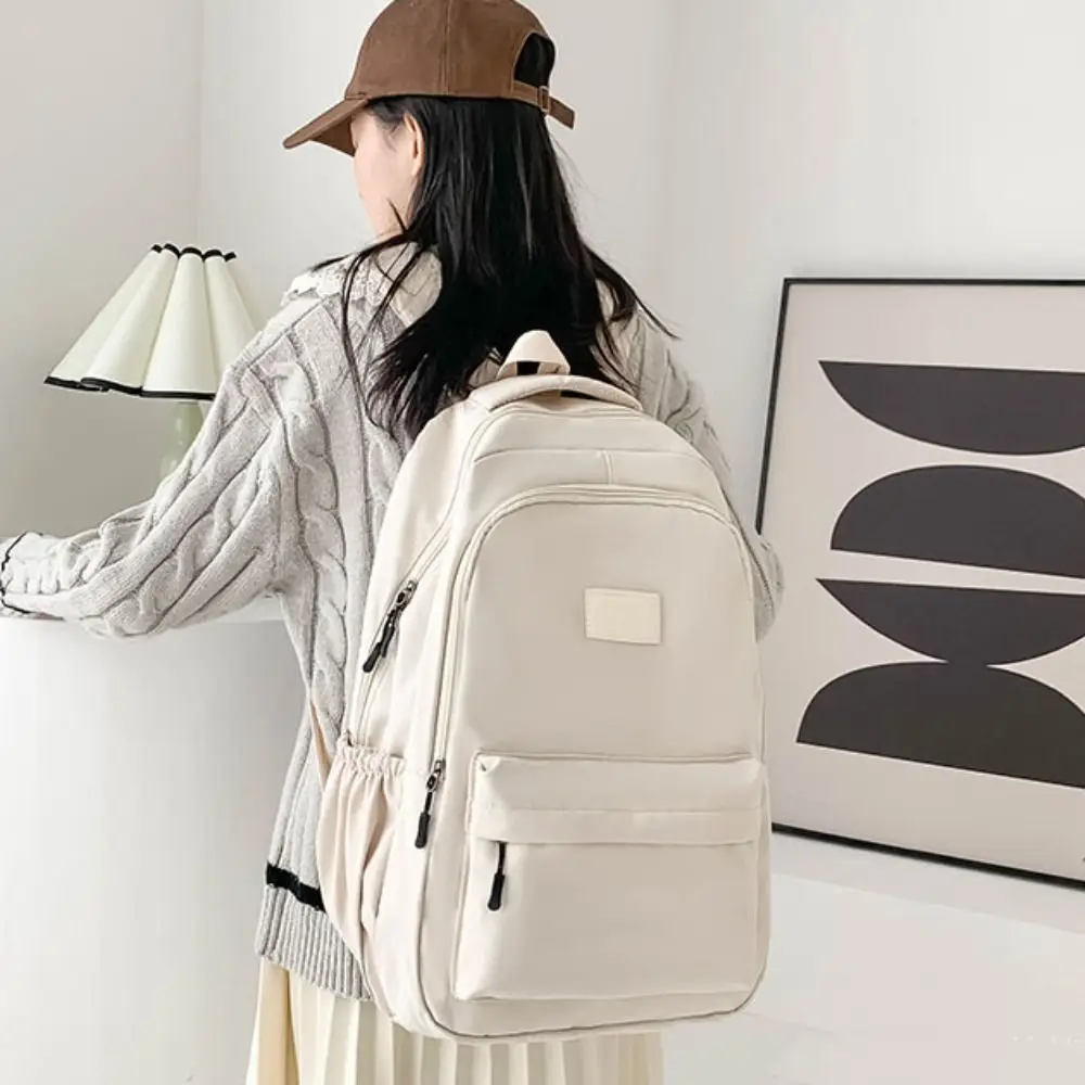 

Portable Solid Color Laptop School Bag Simple Oxford Large Capacity Backpack Waterproof Daypack College Backpack Teenagers