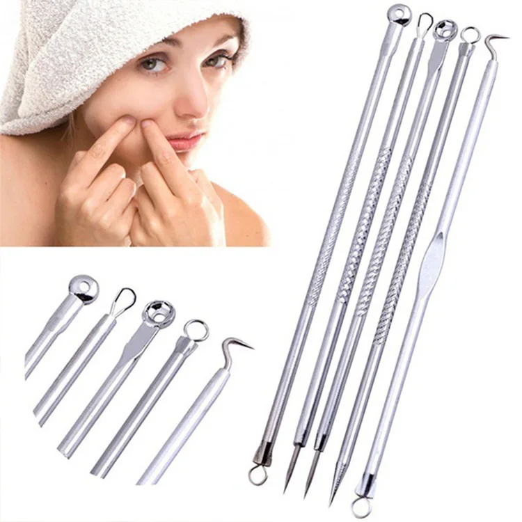 4Pcs Blackhead Acne Remover Set Beauty Skin Care Pore Cleaner Acne Needle Pimple Stainless Steel Pimple Needles Removal Tools