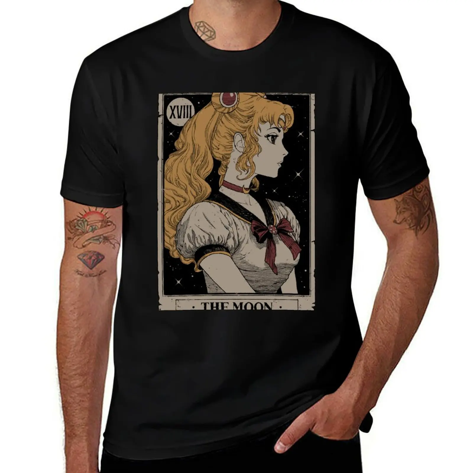

Moon Tarot Card T-Shirt customs summer tops graphic t shirt vintage vintage anime shirt cotton t shirt men