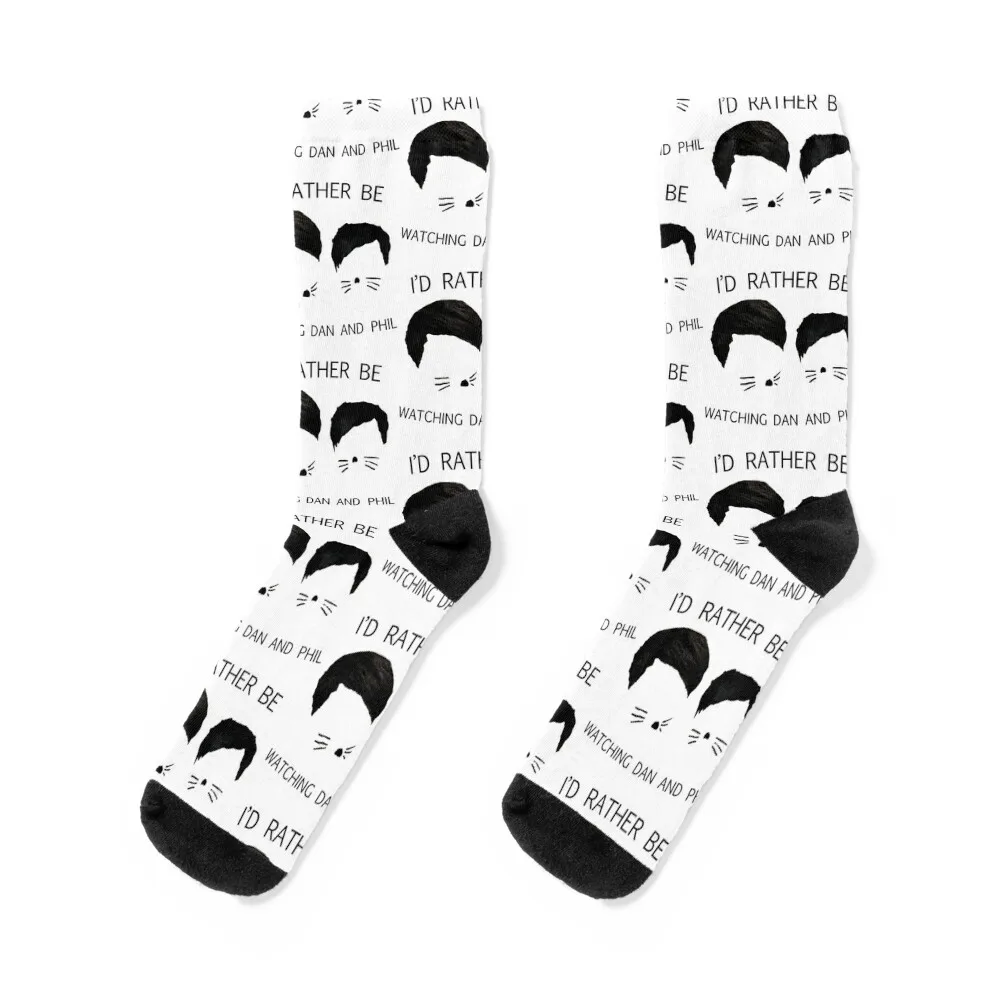 

I'd rather be watching Dan and Phil Socks christmass gift compression hockey short Mens Socks Women's