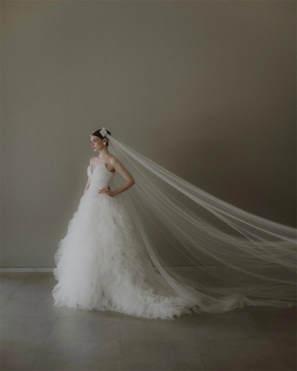 

Customized Modern Tulle Wedding Dresses Sexy Strapless Sleeveless Dresses Wedding Dresses Temperament Bespoke Occasion Gown