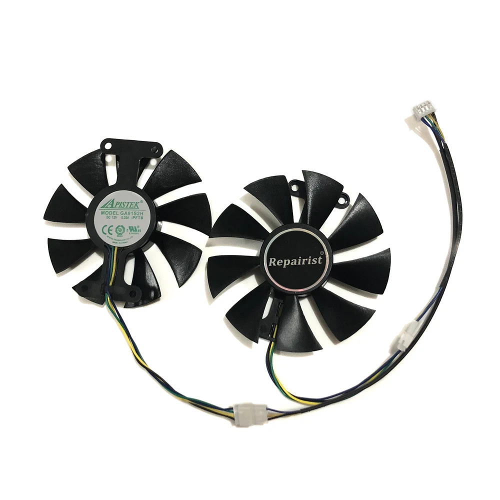 Refroidisseur de refroidissement GPU, ventilateur de carte vidéo,GA91S2H,pour PowerColor Red Dragon RX480 RX580 RX470, PLA09215S12H,ensemble de 2 pièces